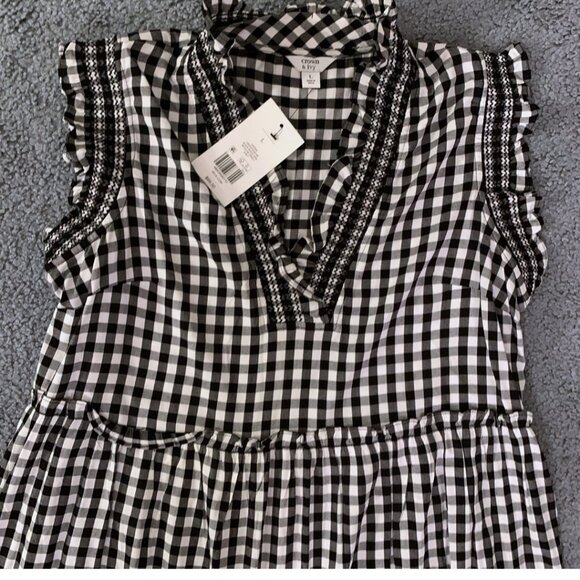 NWT CROWN & IVY BLACK & WHITE GINGHAM TIERED DRESS - SIZE L - Picture 4 of 7